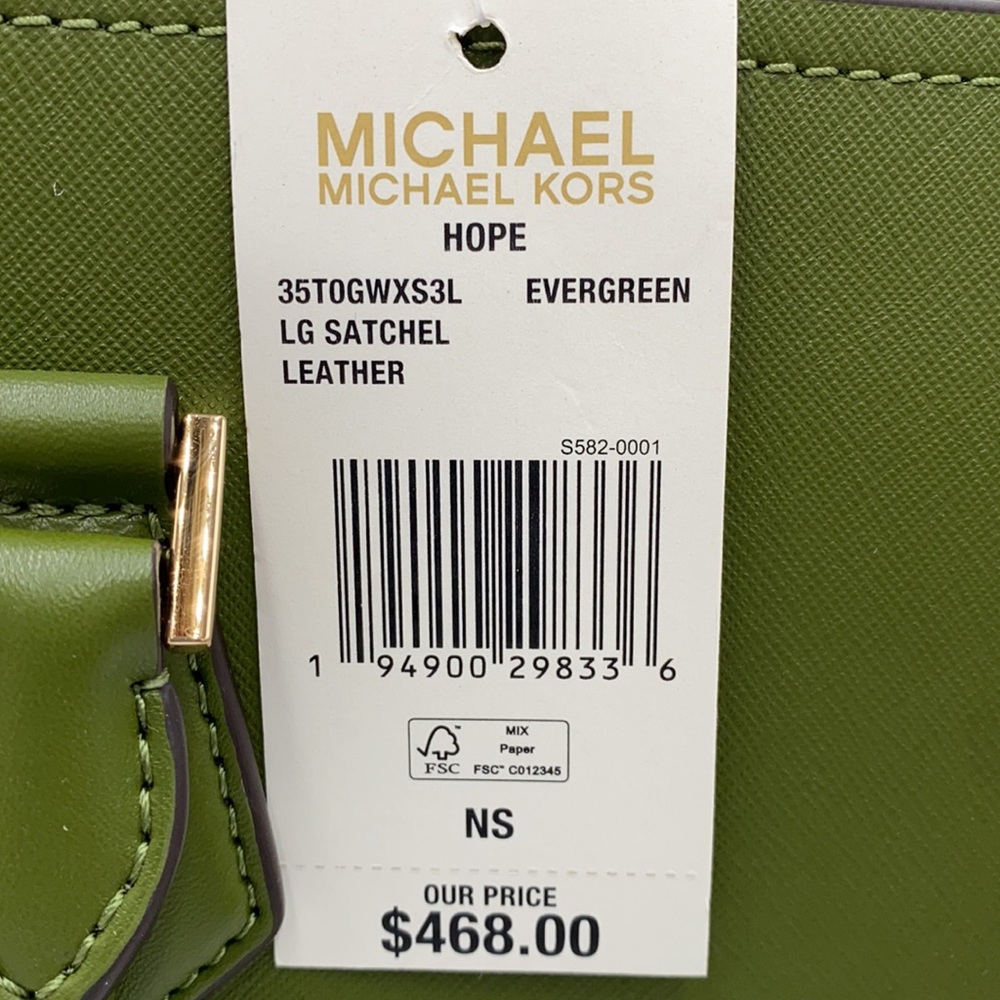 MICHAEL KORS HOPE LARGE SATCHEL EVERGREEN - Picture 16 of 16
